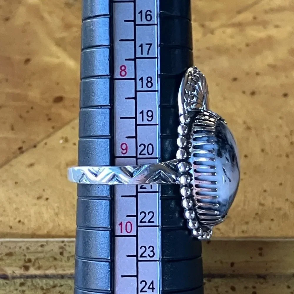 Natural White Buffalo Sterling Silver Ring Size 9.25